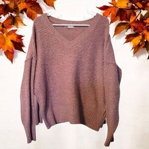Cozy Mauve V-Neck Sweater